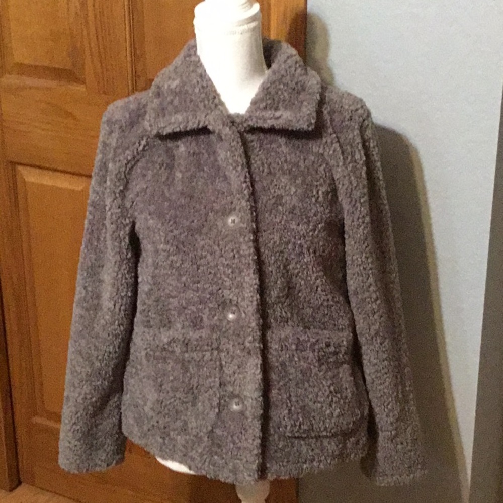 Dylan faux fur pea coat, sz S, gray